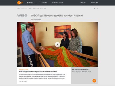 Vorschaubild Wiso-Beitrag 24-Stunden Pflege und Betreuung aus dem Ausland